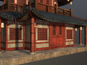 asian japanese and chinese realistic building 3D 모델