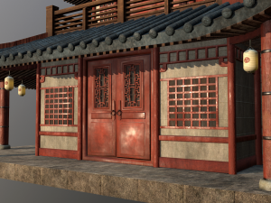 asian japanese and chinese realistic building 3D 모델