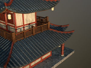 asian japanese and chinese realistic building 3D 모델