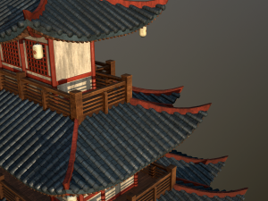 asian japanese and chinese realistic building 3D 모델