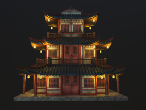 asian japanese and chinese realistic building 3D 모델