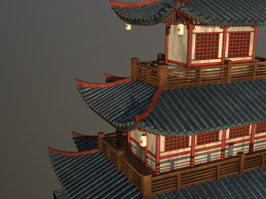 asian japanese and chinese realistic building 3D 모델