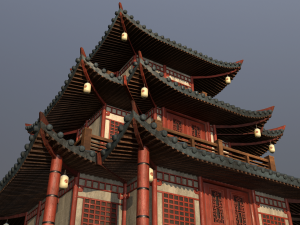 asian japanese and chinese realistic building 3D 모델
