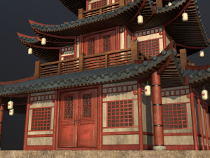 asian japanese and chinese realistic building 3D 모델