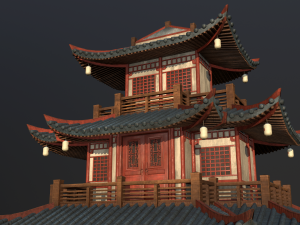 asian japanese and chinese realistic building 3D 모델