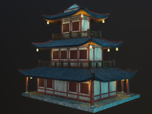 asian japanese and chinese realistic building 3D 모델