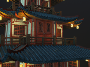 asian japanese and chinese realistic building 3D 모델
