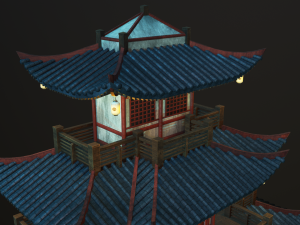 asian japanese and chinese realistic building 3D 모델