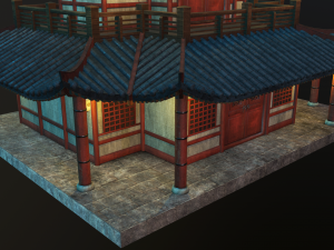 asian japanese and chinese realistic building 3D 모델