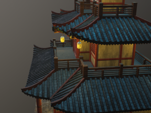 asian japanese and chinese realistic building 3D 모델