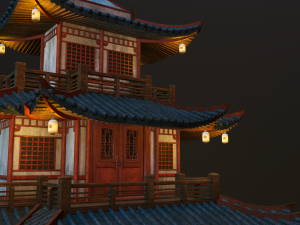 asian japanese and chinese realistic building 3D 모델