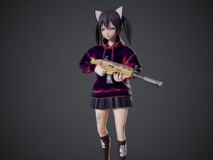 anna stylized toon character with Model 3D