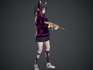 anna stylized toon character with Model 3D