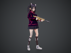 anna stylized toon character with Model 3D