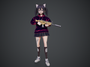 anna stylized toon character with Model 3D