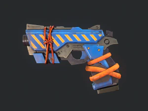 Stylized Hand painted Pistol 3D Model