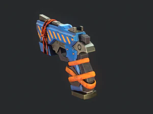 Stylized Hand painted Pistol 3D Model