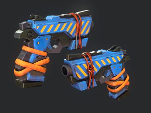 Stylized Hand painted Pistol 3D Model