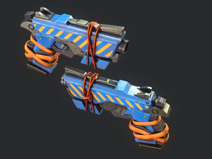 Stylized Hand painted Pistol 3D Model
