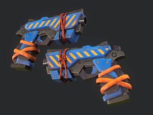 Stylized Hand painted Pistol 3D Model