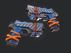Stylized Hand painted Pistol 3D Model
