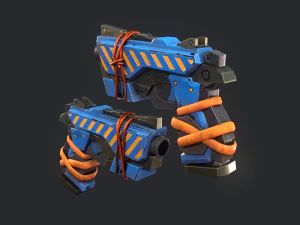 Stylized Hand painted Pistol 3D Model