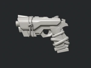 Stylized Hand painted Pistol 3D Model