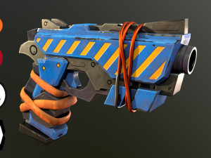 Stylized Hand painted Pistol 3D Model