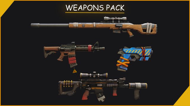 Stylized PBR 4 sniper Pack Series 3D Model .c4d .max .obj .3ds .fbx .stl .blend 