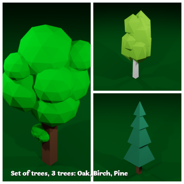 trees 3d set 3D Model .c4d .max .obj .3ds .fbx .stl .blend 