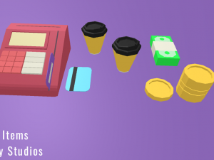 3d simple set - shopping pack low-poly 3D Model