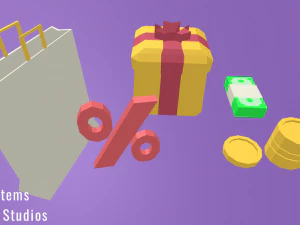 3d simple set - shopping pack low-poly 3D Model