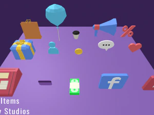 3d simple set - shopping pack low-poly 3D Model