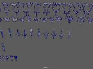 medieval mega kit bash pack series - vol 3 - pole arms 3D Model