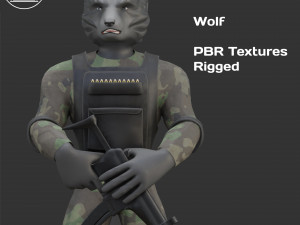 Character Military Wolf with SMG 3D Model