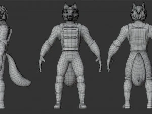 Character Military Wolf with SMG 3D Model