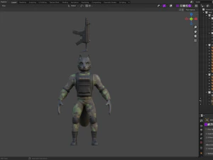 Character Military Wolf with SMG 3D Model