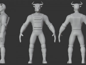 Character Military Bull with Rifle 3D Model