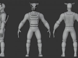 Character Military Bull with Rifle 3D Model