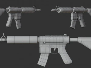Персонаж військового бика з гвинтівкою 3D Модель