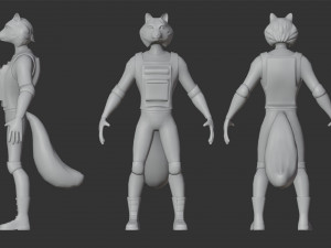 Character Military Raccoon with Sniper Rifle Modello 3D