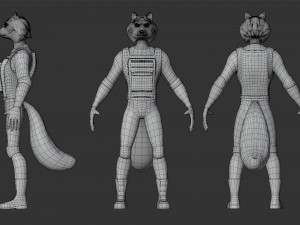 Character Military Raccoon with Sniper Rifle Modello 3D