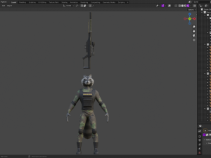 Character Military Raccoon with Sniper Rifle Modello 3D