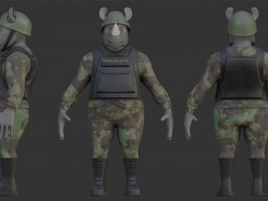 Character Military Rhino with LMG 3D 모델