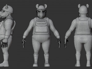 Character Military Rhino with LMG 3D 모델