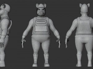 Character Military Pig with Shotgun Model 3D