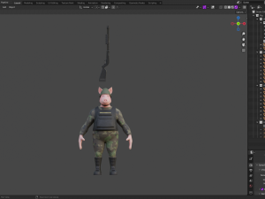 Character Military Pig with Shotgun Model 3D