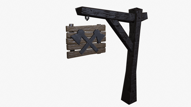 stylized pillar signboard low-poly Modello 3D .c4d .max .obj .3ds .fbx .stl .blend 