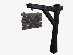 stylized pillar signboard low-poly Model 3D