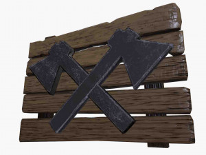 stylized pillar signboard low-poly Modello 3D
